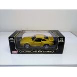 Porsche 911 Turbo in Yellow Die cast 1:18 model car. Anson Metal series. In original box in good