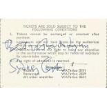 Sydney Carter signature on reverse of theatre ticket. Dedicated 6 May 1915 - 13 March 2004 was an