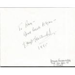 Douglas Fairbanks Jnr signed white card. Dedicated. Jim Casey on reverse also dedicated. Good