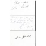 Vicar of Dibley signed white card collection. 3 cards signed by John Bluthal, Emma Chambers and