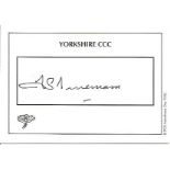 Fred Trueman signed White Yorkshire Cricket card. Good Condition. All signed items come with our