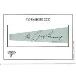 M Leyland Yorkshire Cricketer signature piece fixed to white card. English cricketer who played 41