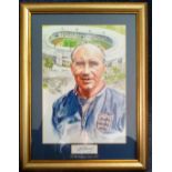 Sir Alf Ramsey autograph mounted with a colour print. Framed in gold to an overall size of 17 x 13