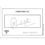 Sachin Tendulkar signed White Yorkshire Cricket card. Good Condition. All signed items come with our