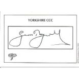 Geoff Boycott signed White Yorkshire Cricket card. Good Condition. All signed items come with our