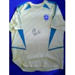 Pele Signed Brazil Shirt. Good Condition. All signed items come with our certificate of