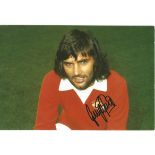 George Best signed 12 x 8 colour Man United photo. Good Condition. All signed items come with our