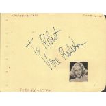 Vera Rolston signed autograph album page. Dedicated. Rex Evans on reverse. Good Condition. All