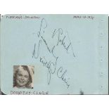 Dorothy Clarie actress signed autograph album page. Sarah Allgood on reverse. Dedicated. Good