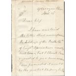 Admiral Henry Vernon Harcourt d1863 hand written note regarding the church. Good Condition. All