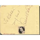 Arleen Whelan actress signed autograph album page. Dedicated. Walter Abel actor signed on reverse.