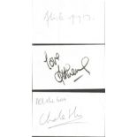 Comedy signed white card collection. 9 cards individually signed by Bella Emberg, Jack Douglas,