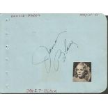 Janet Blair big band singer signed autograph album page. Jean Wallace actress signed on reverse.