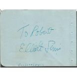 Elliott Lewis signed autograph album page. Dedicated. Ann Miller on reverse. Good Condition. All