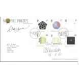 Nelson Mandela signed 2001 Nobel Prizes FDC with neat typed address. . Good Condition. All signed