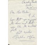 Geraldine McEwan ALS. Handwritten letter. May 1932 30 January 2015 was an English actress. from 2004