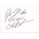 Bob Hoskins actor signed 6 x 4 inch white card to Mike. Comes from a huge in person autograph