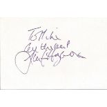 Justin Hayward Moody Blues signed 6 x 4 inch white card to Mike. Comes from a huge in person