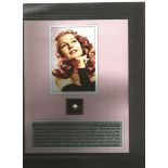 Rita Hayworth memento display 12 x 10 inch mounted with a single Costum pearl personally set below a