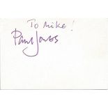 Paul Jones signed 6 x 4 inch white card to Mike. Comes from a huge in person autograph collection we