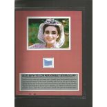 Elizabeth Taylor memento display 12 x 10 inch mounted with a small swatch of a scarf personally worn