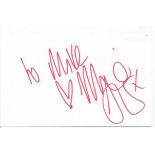 Minnie Driver Actress signed 6 x 4 inch white card to Mike. Comes from a huge in person autograph