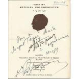 Mstislav Rostropovich signed programme for 1976 Concert in Paris. Soviet and Russian cellist and