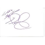 Nigel Mansell Motor Racing legend signed 6 x 4 inch white card to Mike. Comes from a huge in