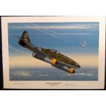 Defence of the Reich print signed by Gen Walter Krupinski KC OL. Also signed by artist Keith