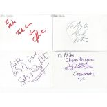 Music signed 6x4 white index card collection. 25+ cards. Some have irregular cut pieces attached