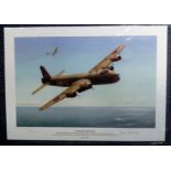 Close Encounter WW2 Stirling print by Iain Wyllie signed by Gerry Blacklock DFM, the pilot of the