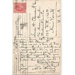 Rudolf Ganz, American pianist, composer hand written note of Lewis Clement dated 1908 of reverse