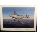 Moskito Jager ME262 print signed by Capt Eric Winkle Brown. An Iaine Wyllie print 16 x 12 inches