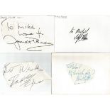 Entertainment signed 6x4 white index card collection. 50 cards. Some have irregular cut pieces