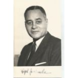 Ralph Bunche Nobel prize signed 6 x 4 b/w photo. American political scientist, academic, and