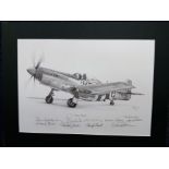 Mission Completed hand drawn Mustang aircraft drawing by Matt Holness. Aces Edition numbered 2 of