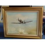 Original Robert Taylor Oil Painting of Douglas Baders Spitfire. Painted in 1982, the year Bader