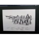 Crewing Up 156 Pathfinder Sqn print by Gil Cohen. Limited edition 144 156 signed by Seven 156sqn WW2