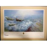 Battle of Britain Memorial Trust print by Franks Wootton signed by 19 WW2 BOB pilots and fighter