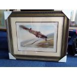 50+ WW2 pilots signed Battle of Britain VC Print by Robert Taylor. The print depicts Flight