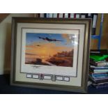 Home at Dawn Print Nicolas a signed by 80+ WW2 bomber and fighter veterans, with the autographs of