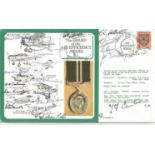 15 Winners Air Efficiency Award Medal signed DM medal cover with inset silk image of the medal.