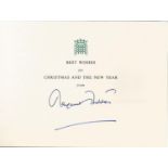 Margaret Thatcher signed House of Commons Christmas Card with nice illustration of the Palace of