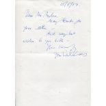 JOHN WILLIAMS, Handwritten letter to a collector, written and signed by classical guitarist John