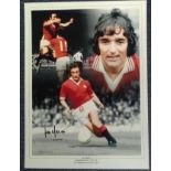 Lou Macari signed 16x12 colour photo montage in Man Utd strip. Good Condition. All signed items come