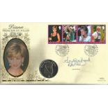 Jennie Bond signed Diana Princess of Wales coin FDC. Benham official cover. Commemorative 1$ coin