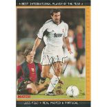 Luis Figo signed colour A4 football magazine page. Good Condition. All signed items come with our