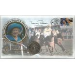 Jenny Pitman OBE signed Queen Elizabeth the Queen Mother coin FDC. Benham official cover. Coin