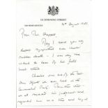 Margaret Thatcher hand written two page letter dated 14th August 1981 on 10 Downing Street