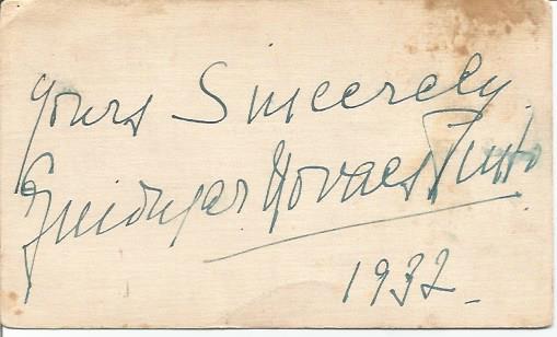 Guiomar Novaes signed album page. February 28, 1895, March 7, 1979 was a Brazilian pianist noted for